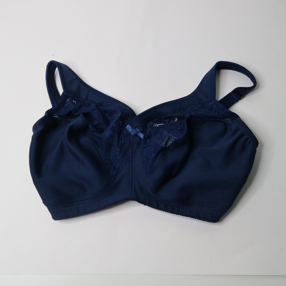 Glamorise MagicLift Full Figure Support Bra Navy Blue Lace 1003 Size 36H US